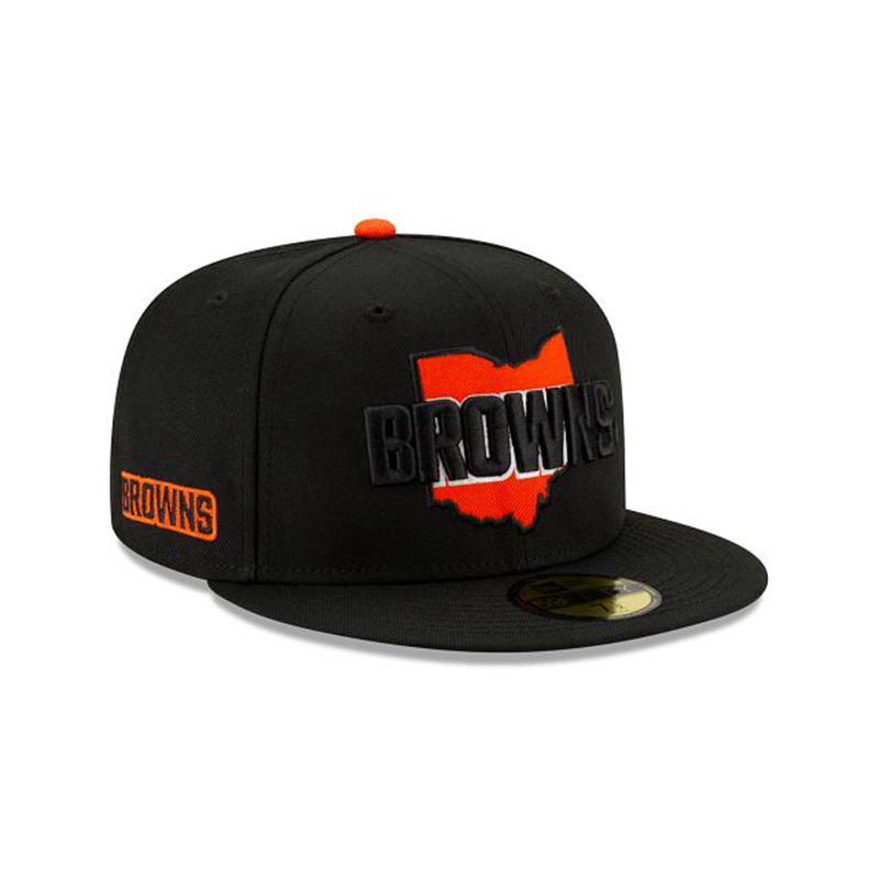 NFL Cleveland Browns State Logo Reflect 59Fifty Fitted (KGB6923) - Black New Era Caps